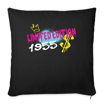 Edition Limitée 1955 Anniversaire Né 1955 - Housse de coussin décorative 45 x 45 cm - noir - Devant