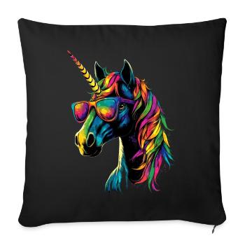 Unicorn Colorful Rainbow Horses Riding Unicorns - Sofa pillowcase 17,3'' x 17,3'' (45 x 45 cm) - black - Front