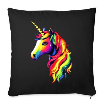 Unicorn Colorful Rainbow Horses Riding Unicorns - Sofa pillowcase 17,3'' x 17,3'' (45 x 45 cm) - black - Front