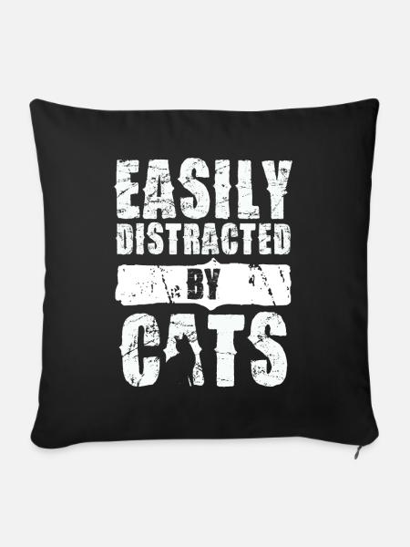 Leicht Ablenkbar Durch Katzen - Sofakissenbezug 45 x 45 cm - Schwarz