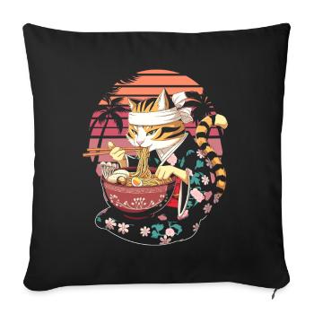 Ramen Cat Japan Anime Kawaii Ramen Noodles - Sofa pillowcase 17,3'' x 17,3'' (45 x 45 cm) - black - Front