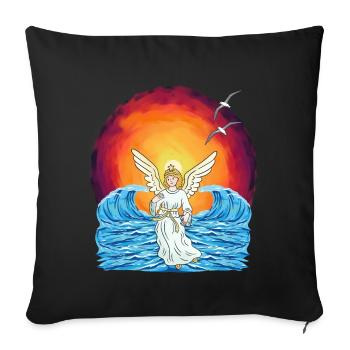 Angel Sunset Sea Waves Nature - Sofa pillowcase 17,3'' x 17,3'' (45 x 45 cm) - black - Front