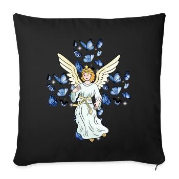 Angel Cross Crucifix Butterflies Crosses - Sofa pillowcase 17,3'' x 17,3'' (45 x 45 cm) - black - Front