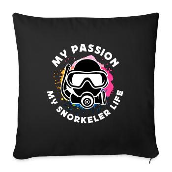 Snorkeling My Passion My Snorkeler Water Sports - Sofa pillowcase 17,3'' x 17,3'' (45 x 45 cm) - black - Front