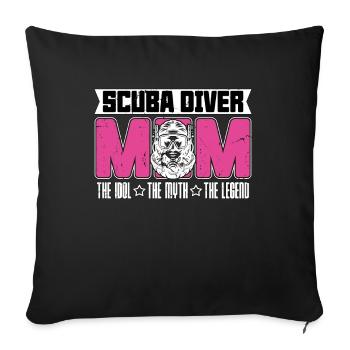 Plongeur sous-marin Maman L’idole Le mythe aime la plongée en apnée - Housse de coussin décorative 45 x 45 cm - noir - Devant