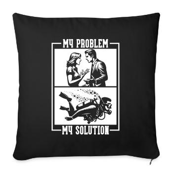 Scuba Diving My Problem My Pictogram Dad Swimmer - Sofa pillowcase 17,3'' x 17,3'' (45 x 45 cm) - black - Front