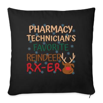 Technicien en pharmacie Favori de Noël Renne - Housse de coussin décorative 45 x 45 cm - noir - Devant