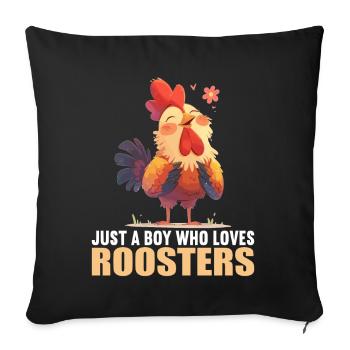 Rooster Hähne Hahn - Sofakissenbezug 45 x 45 cm - Schwarz - Vorne