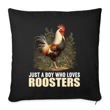 Rooster Hähne Hahn - Sofakissenbezug 45 x 45 cm - Schwarz - Vorne