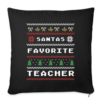 Santa's Favorite Teacher Festive Christmas - Sofa pillowcase 17,3'' x 17,3'' (45 x 45 cm) - black - Front