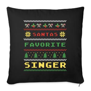 Santa's Favorite Singer Christmas Pattern - Sofa pillowcase 17,3'' x 17,3'' (45 x 45 cm) - black - Front