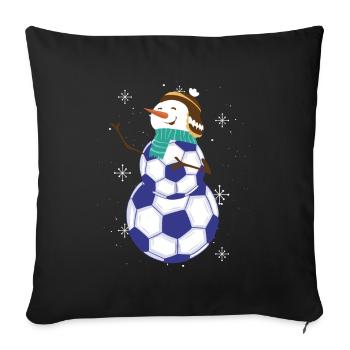 Cheerful snowman with soccer balls - Sofa pillowcase 17,3'' x 17,3'' (45 x 45 cm) - black - Front