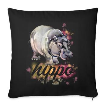 Cute Hippo Gifts - Sofa pillowcase 17,3'' x 17,3'' (45 x 45 cm) - black - Front