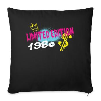 Limited Edition 1980 Birthday Born 1980 - Sofa pillowcase 17,3'' x 17,3'' (45 x 45 cm) - black - Front