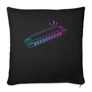 Harpe à bouche Harmoniste Harmoniciste Professionnel - Housse de coussin décorative 45 x 45 cm - noir - Devant