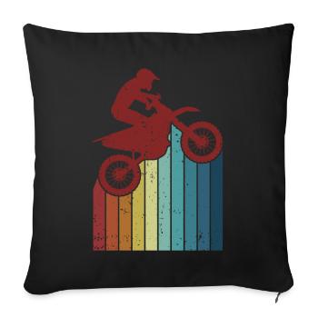 Rétro Supermotard Moto Motocross Motocross - Housse de coussin décorative 45 x 45 cm - noir - Devant