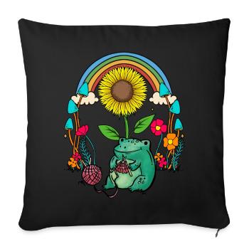 Frosch Frösche Kröte Kinder Kind - Sofakissenbezug 45 x 45 cm - Schwarz - Vorne