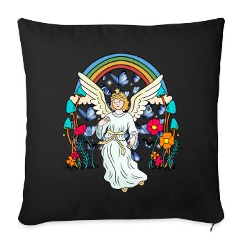 Rainbow Angel Guardian Angel Butterflies Flower - Sofa pillowcase 17,3'' x 17,3'' (45 x 45 cm) - black - Front