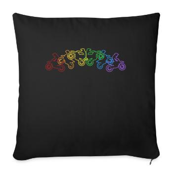 Motocross LGBT Rainbow Racing Supermoto - Sofa pillowcase 17,3'' x 17,3'' (45 x 45 cm) - black - Front