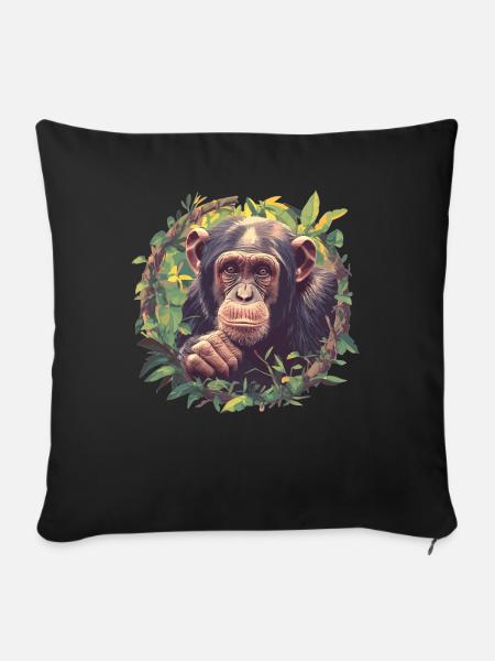 Chimpanzee Schimpansen Schimpanse - Sofakissenbezug 45 x 45 cm - Schwarz