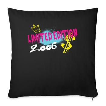 Limited Edition 2006 Birthday 2006 Born - Sofa pillowcase 17,3'' x 17,3'' (45 x 45 cm) - black - Front