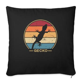 Retro Gekkota Schopfeidechse Gecko Experte Leopard - Sofakissenbezug 45 x 45 cm - Schwarz - Vorne