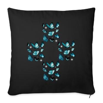Papillons Papillon Croix Croix - Housse de coussin décorative 45 x 45 cm - noir - Devant