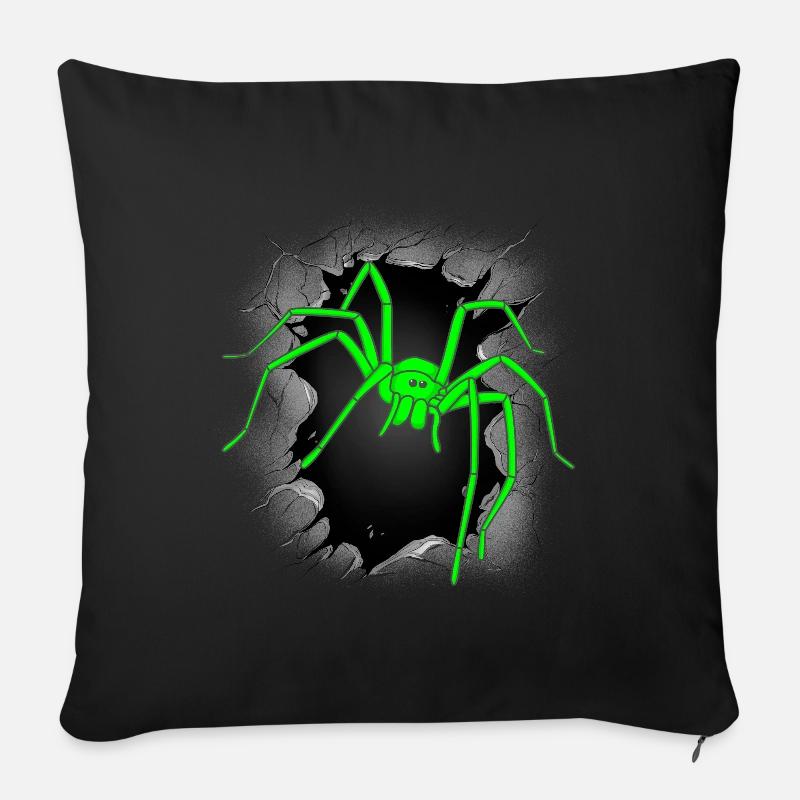 Spinnen Spinne Halloween Spinnen Phobie - Sofakissenbezug 45 x 45 cm - Schwarz