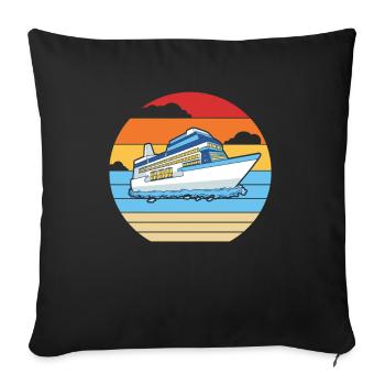 Retro Kreuzfahrtschiff Kreuzfahrt Besatzung Passagiere Kreuzfahrt - Sofakissenbezug 45 x 45 cm - Schwarz - Vorne