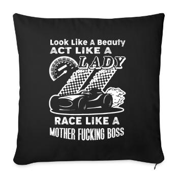 Drag racing Drag racing Act Like A Lady - Sofa pillowcase 17,3'' x 17,3'' (45 x 45 cm) - black - Front
