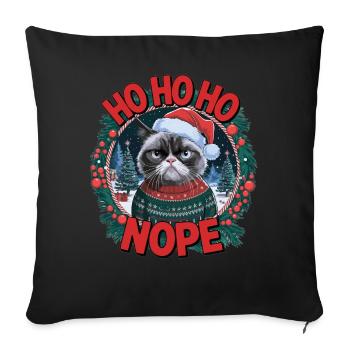 Chemise moufle de Noël : Chat de Noël - Housse de coussin décorative 45 x 45 cm - noir - Devant