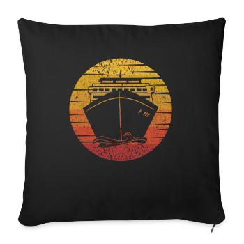 Retro Kreuzfahrtschiff Kreuzfahrt Besatzung Passagiere Kreuzfahrt - Sofakissenbezug 45 x 45 cm - Schwarz - Vorne