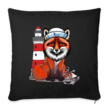 Matrosen Seefahrer Fuchs maritim Leuchtturm Anker - Sofakissenbezug 45 x 45 cm - Schwarz - Vorne