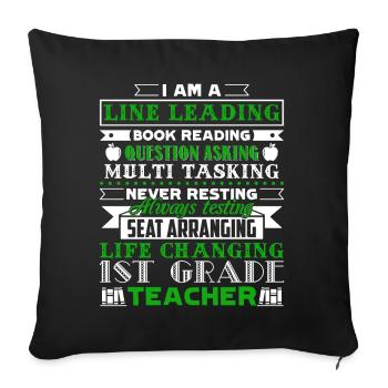 1st Grade Teacher I am Line Leading Book Reading - Sofa pillowcase 17,3'' x 17,3'' (45 x 45 cm) - black - Front