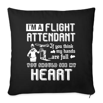 Flight Attendant Flight Attendant Full Heart - Sofa pillowcase 17,3'' x 17,3'' (45 x 45 cm) - black - Front