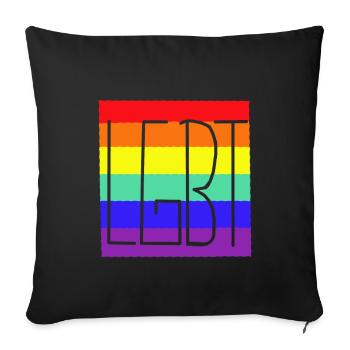 LGBT Regenbogenfahne Gay Pride - Sofakissenbezug 45 x 45 cm - Schwarz - Vorne