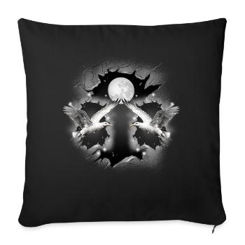 Mouette mouette mystique mouette maritime - Housse de coussin décorative 45 x 45 cm - noir - Devant