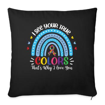 Autism Awareness Day Autistic Gift - Sofa pillowcase 17,3'' x 17,3'' (45 x 45 cm) - black - Front