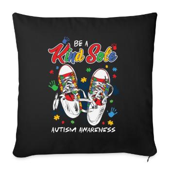 Journée de sensibilisation à l’autisme Cadeau autiste - Housse de coussin décorative 45 x 45 cm - noir - Devant