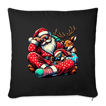 Sleep lazy Santa Claus This is my Christmas pajama - Sofa pillowcase 17,3'' x 17,3'' (45 x 45 cm) - black - Front