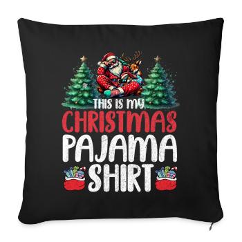 Sleep lazy Santa Claus This is my Christmas pajama - Sofa pillowcase 17,3'' x 17,3'' (45 x 45 cm) - black - Front