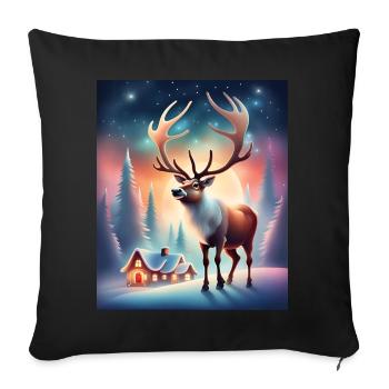 Village du Père Noël rennes - Housse de coussin décorative 45 x 45 cm - noir - Devant