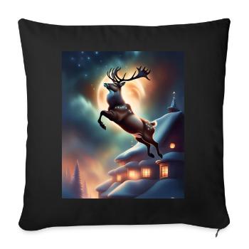 Le renne de Noël du Père Noël - Housse de coussin décorative 45 x 45 cm - noir - Devant