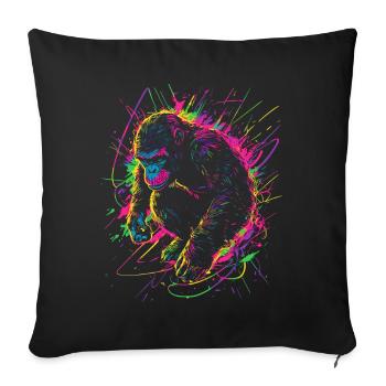 Monkey Gorilla Chimpanzee Neon Colorful Colorful - Sofa pillowcase 17,3'' x 17,3'' (45 x 45 cm) - black - Front