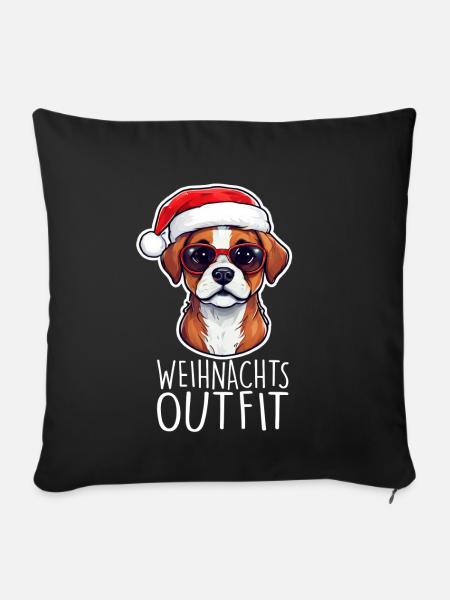 Weihnachten Hund - Sofakissenbezug 45 x 45 cm - Schwarz