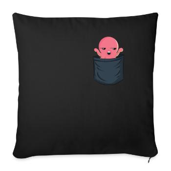 Poche poitrine pieuvre Octopoda Cephalopoda - Housse de coussin décorative 45 x 45 cm - noir - Devant