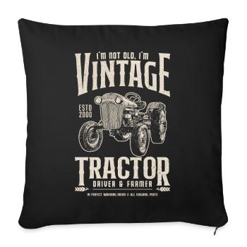 Anniversaire de fermier de tracteur vintage Né en 2000 - Housse de coussin décorative 45 x 45 cm - noir - Devant