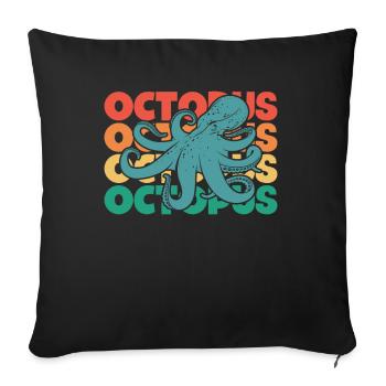 Octopus Retro Text Octopoda Cephalopoda Octopodes - Sofa pillowcase 17,3'' x 17,3'' (45 x 45 cm) - black - Front