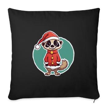 Erdmännchen Weihnachten - Sofakissenbezug 45 x 45 cm - Schwarz - Vorne