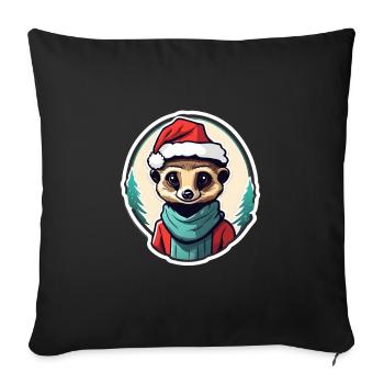 Suricate de Noël Chapeau de Père Noël - Housse de coussin décorative 45 x 45 cm - noir - Devant